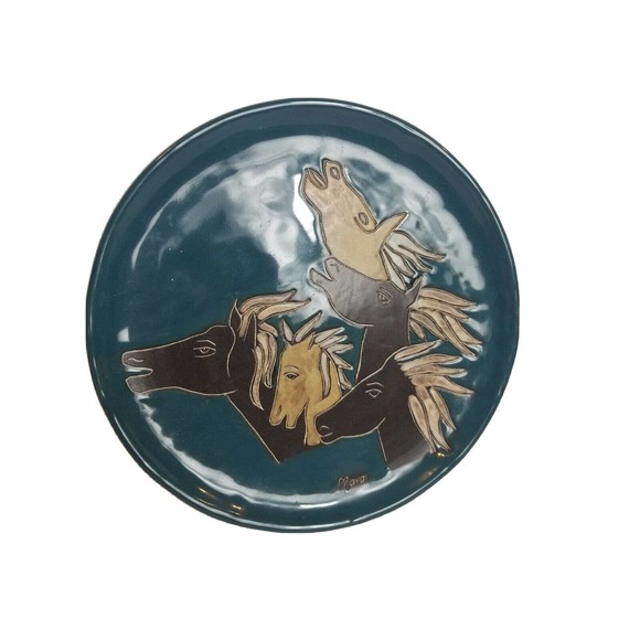 Decorative Plate Horses Hand Made Horse Vintage